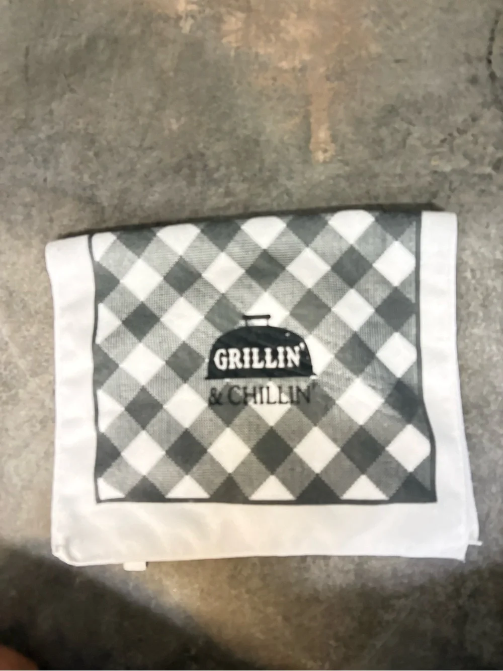 Grillin' & Chillin' Gray/White Buffalo Plaid Tea Towel 100% Polyester
